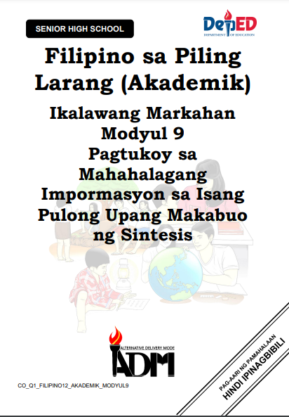 Ang modyul na ito ay ginawa bilang tugon sa iyong pangangailangan upang
matulungan ang mga mag-aaral sa ikauunlad. 